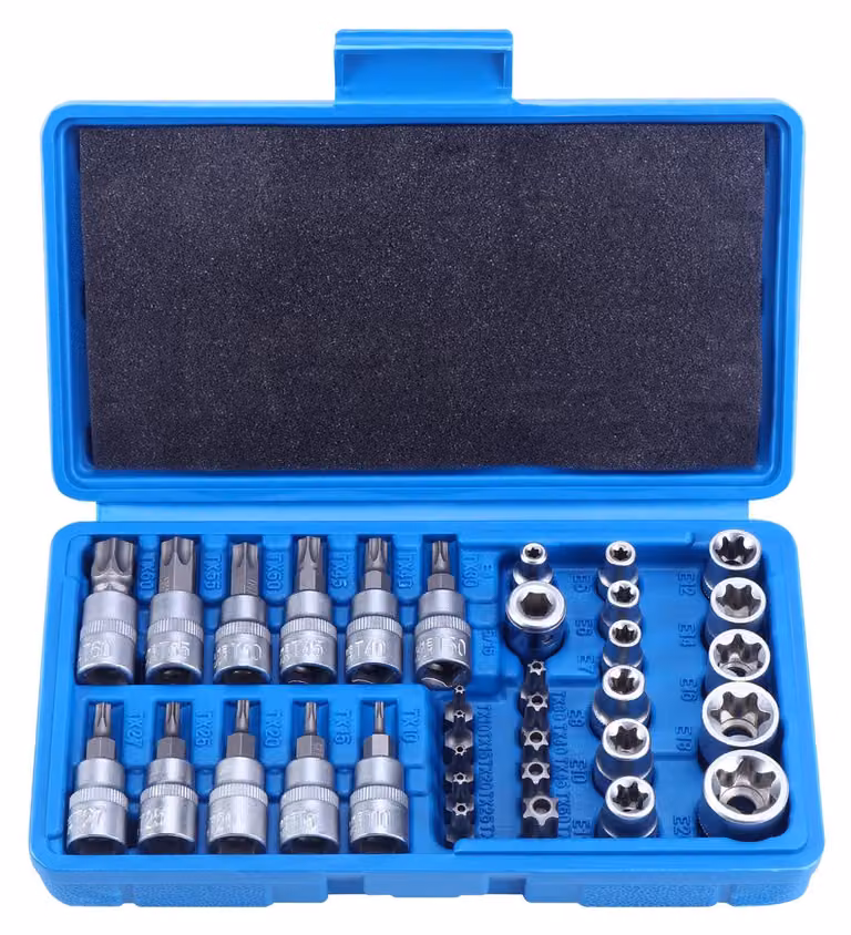 Set di cacciaviti Torx, 34 pezzi, da T10 a T60 e da E4 a E20, in acciaio, per lavori di fissaggio