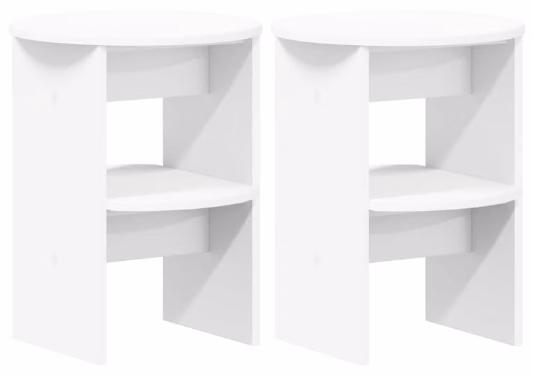 Mobile laterale 2 pcs Bianco Ø40 x 50 cm Legno ingegnerizzato