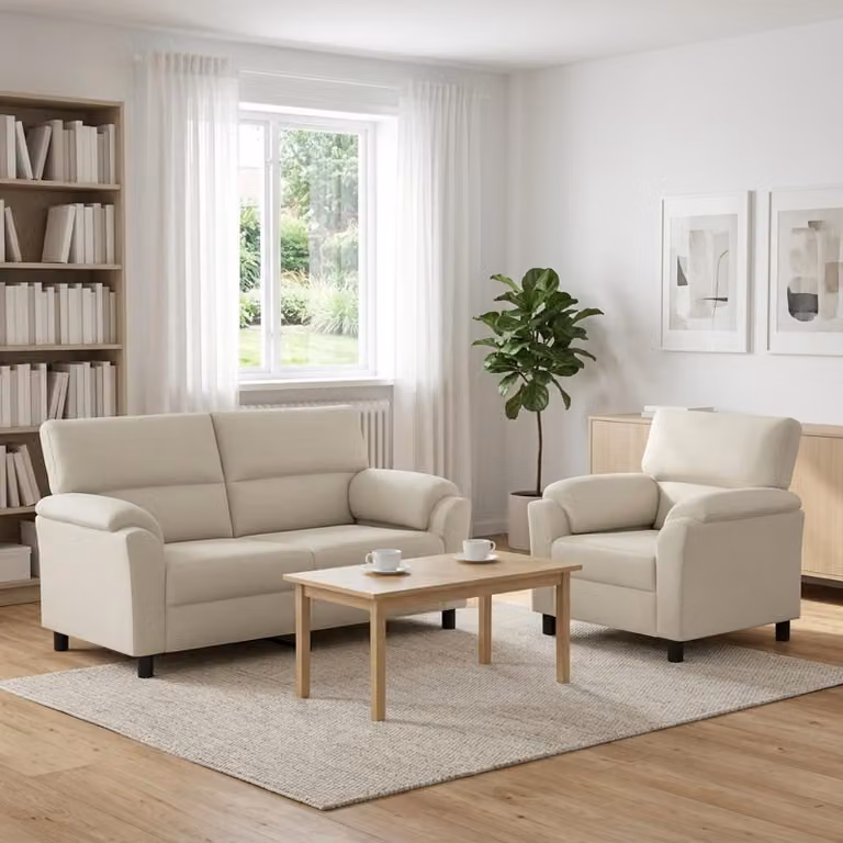 Set di 2 divani moderni vidaXL in velluto beige con struttura in metallo per il tuo soggiorno