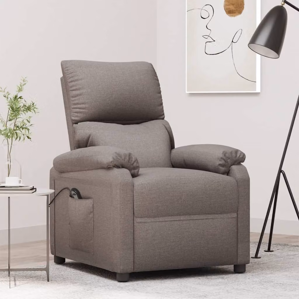 Maison Exclusive - Poltrona relax elettrica in tessuto color tortora