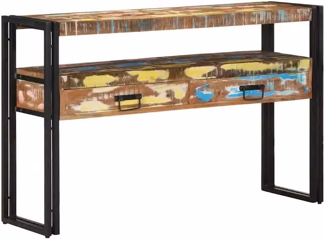Tavolo consolle vidaXL in legno massello e metallo stile industrial, L/P/H: 120 x 33 x 75 cm