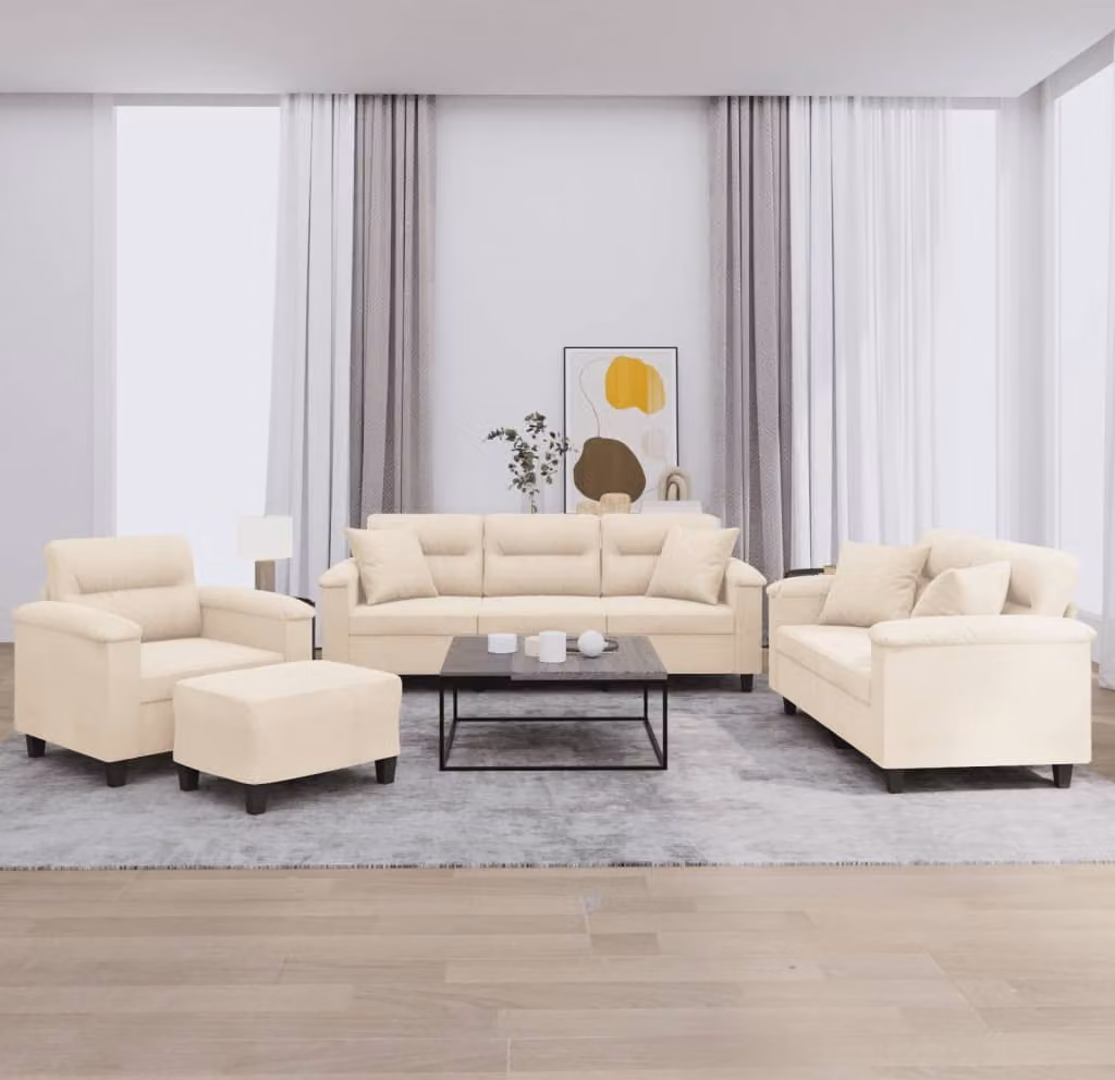 Maison Exclusive - Set divano 4 pezzi con cuscini in microfibra beige