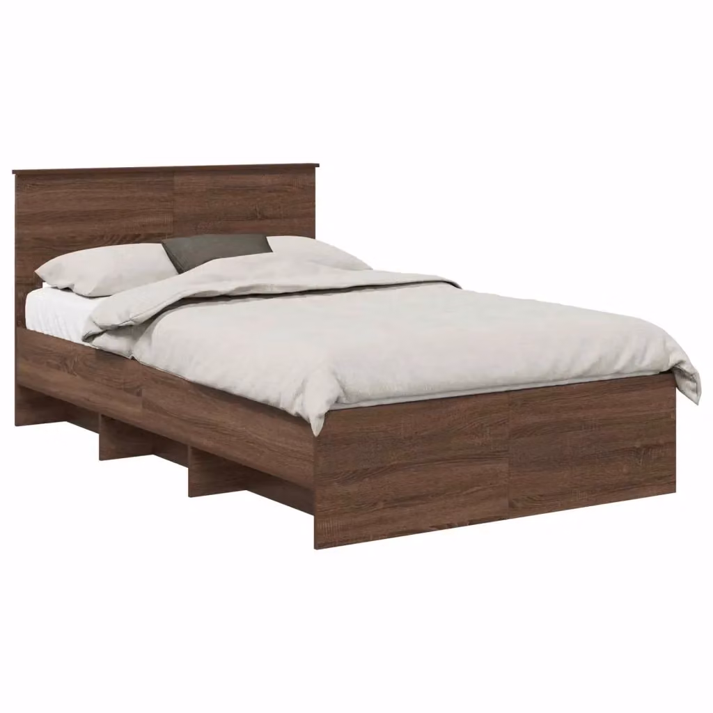 Struttura letto moderno con testiera vidaXL in legno color rovere marrone L/P/H: 200 x 120 x 123 cm – 2