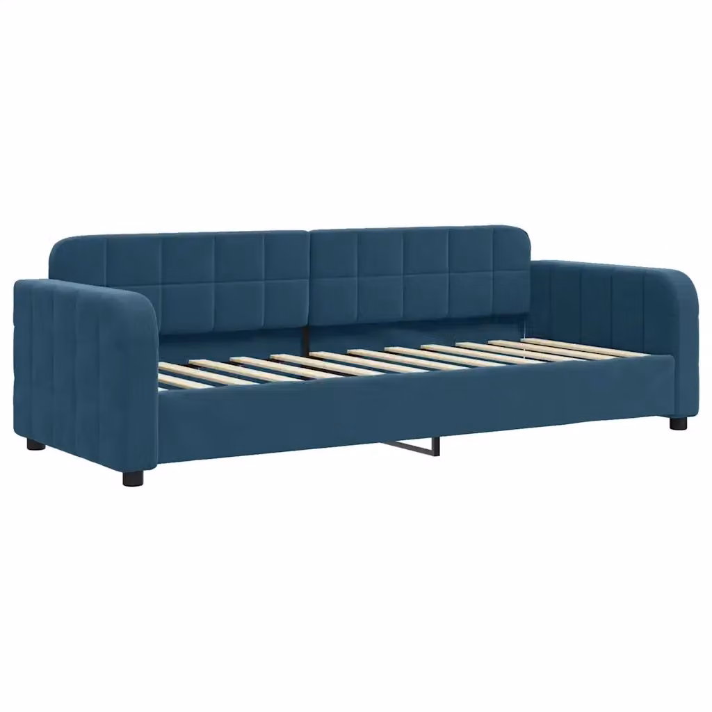 Letto da giorno moderno vidaXL in velluto blu con struttura imbottita – 2