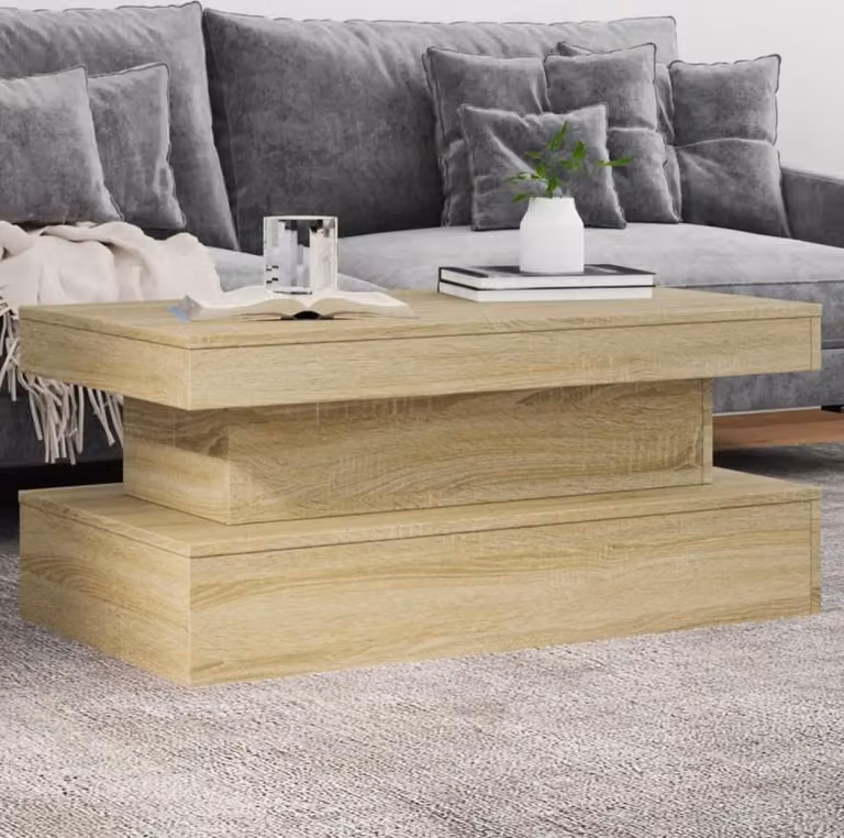 Maison Exclusive - Tavolino con luci LED in rovere Sonoma 90x50x40 cm