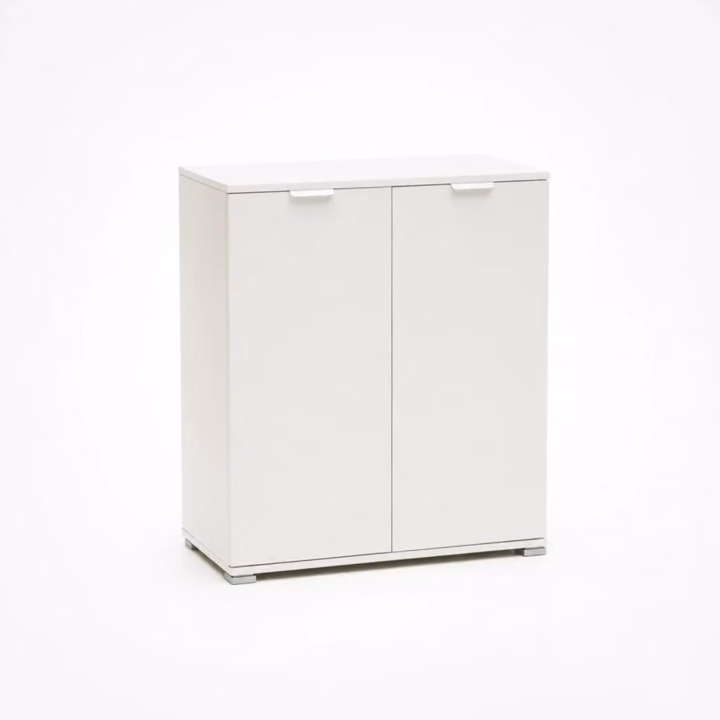 Mobile Base THE WHITE STONE Bianco con 2 Ante e Ripiani Interni per Bagno e Lavanderia L/P/H: 75 x 38 x 85 cm – 2