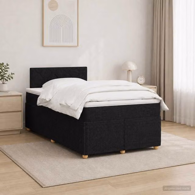 Letto box spring ibrido vidaXL con materasso a molle insacchettate, base con contenitore sollevabile, colore nero e bianco, L/P: 120 x 200 cm – 1