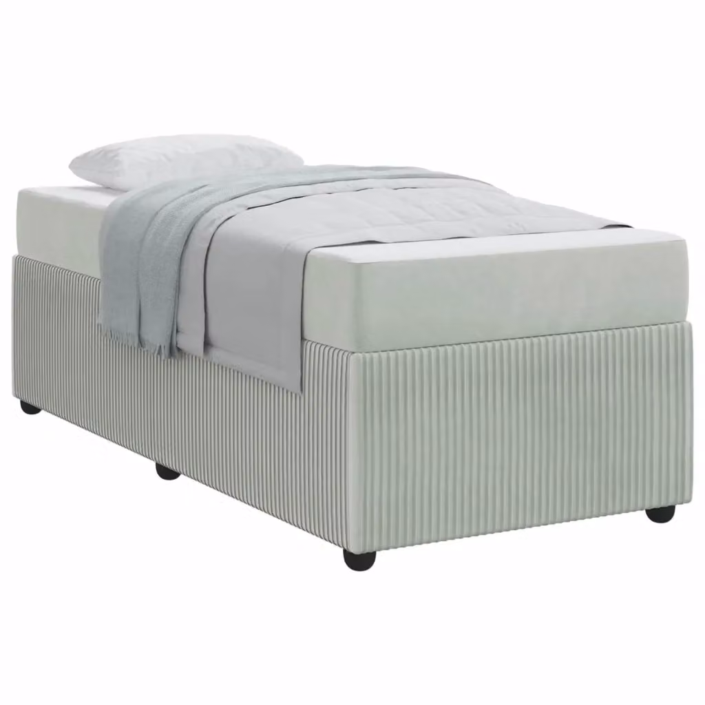 Struttura del letto moderna vidaXL in tessuto grigio con legno e MDF, L 80 x P 200 cm – 2