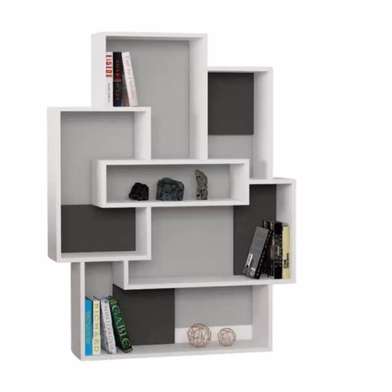 Libreria Barce Effezeta Italia in MDF bianco e antracite L: 101 cm, P: 22 cm, H: 132 cm – 2