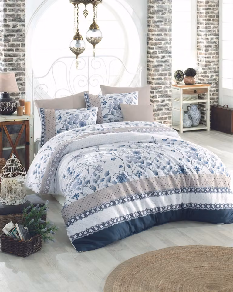 L'Essentiel Linge de Maison, Adal- PRL3228, blu, copriletti, 100% cotone rinforzato