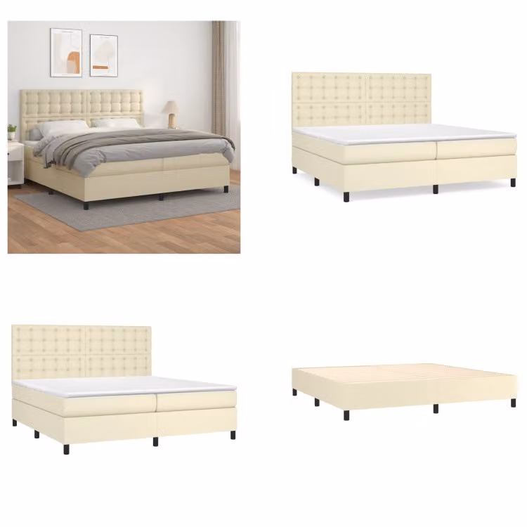 vidaXL Letto a molle con materasso crema 200x200 cm in Similcuoio - Letto a molle - Boxspringbetten - Bett - Schlafzimmermöbel