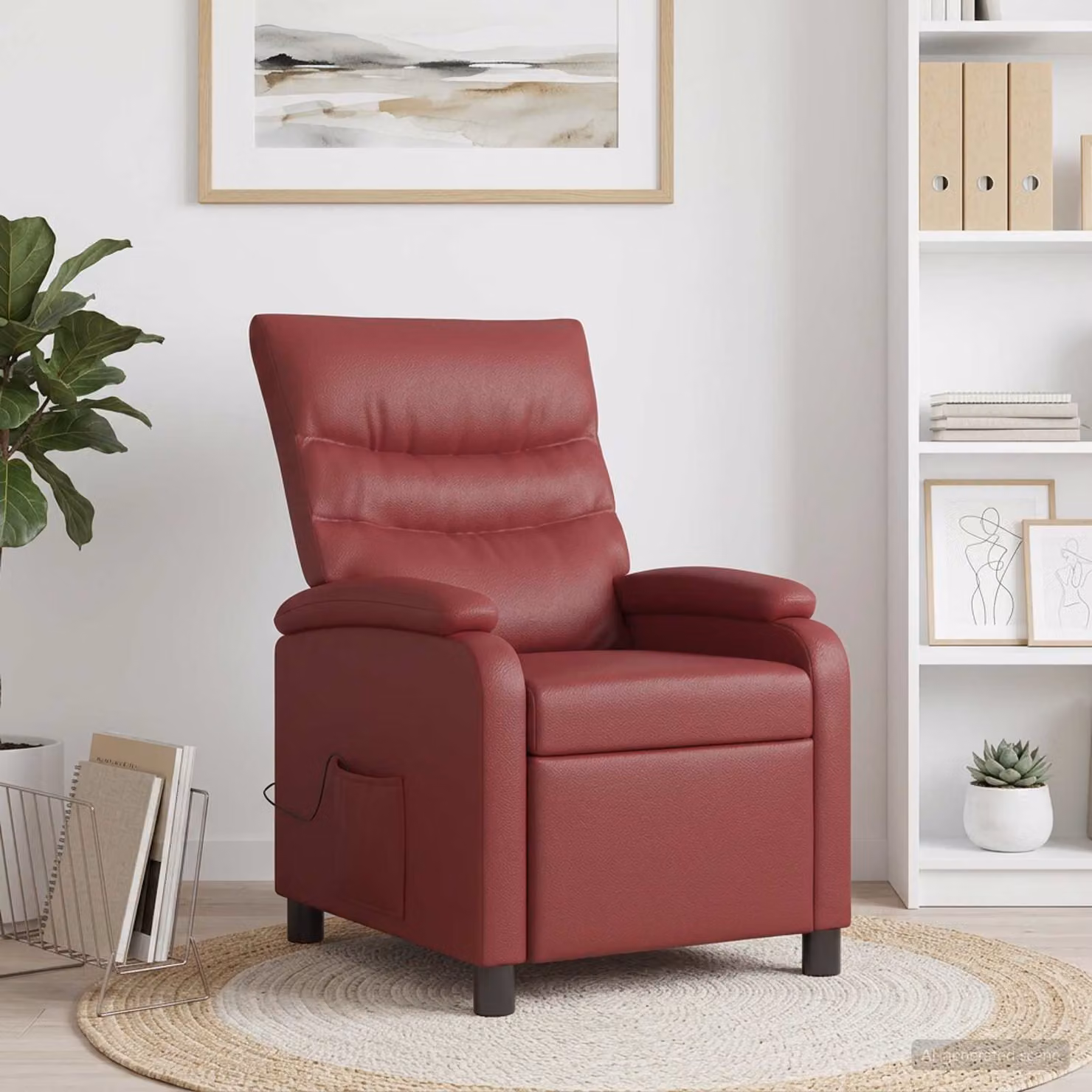 Poltrona relax reclinabile vidaXL in similpelle rossa con braccioli