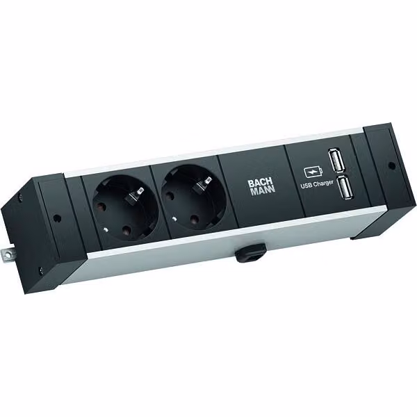BACHMANN DESK RAIL 2x contatto di terra 1x caricatore USB