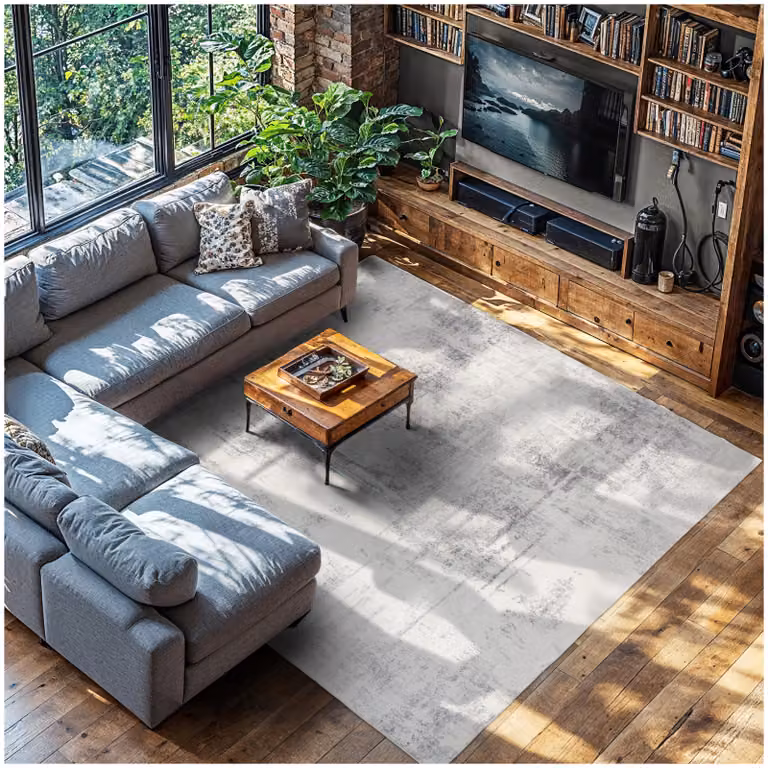 Tappeto design moderno abstract tectake in poliestere, antiscivolo e facile da pulire, beige e grigio, L: 240 cm x P: 340 cm