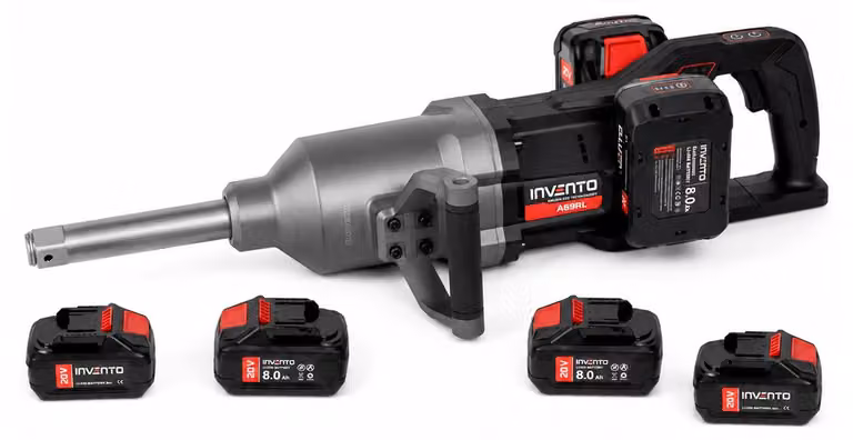 Avvitatore a impulsi professionale per camion e macchinari, 4000 Nm, con 4 accumulatori da 8 Ah Invento