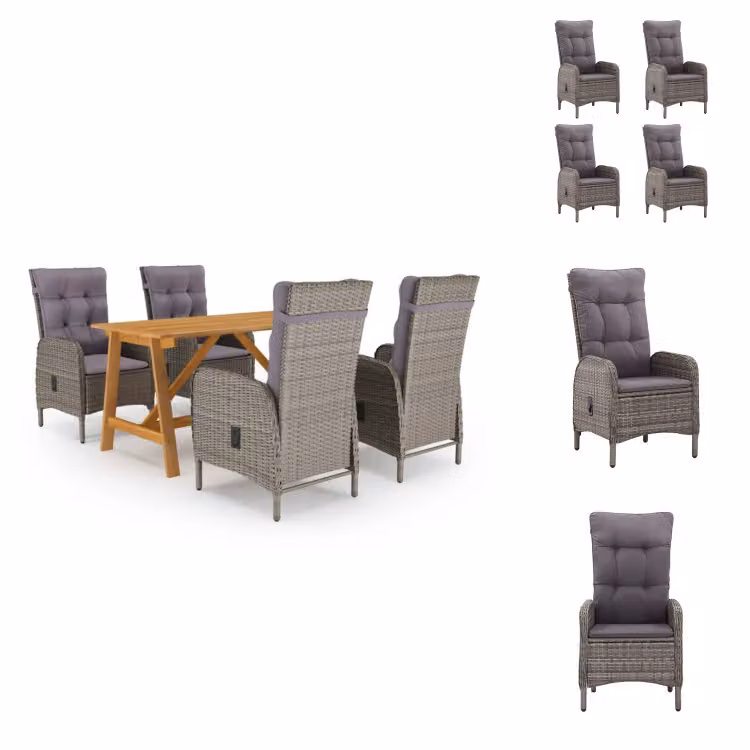 vidaXL Set da pranzo da giardino 5 pezzi grigio - Set di mobili da giardino