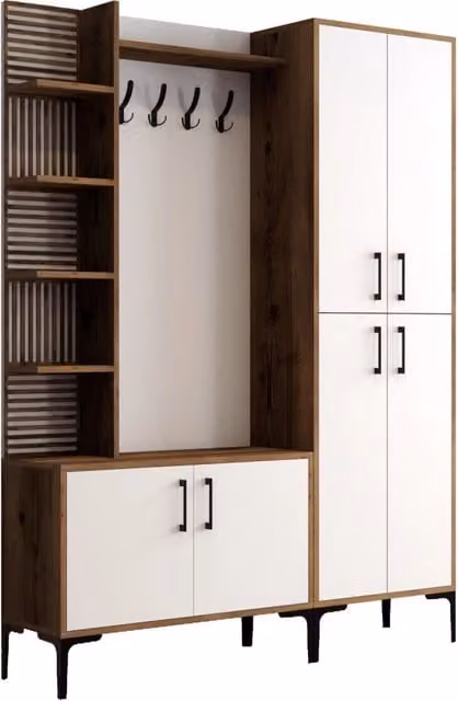 Mobile da ingresso in legno "Viyana DA" - 150 x 35 x 200 cm - Bianco
