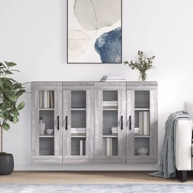 Armadietti a Parete 2 pz Grigio Sonoma in Legno Multistrato 3197975