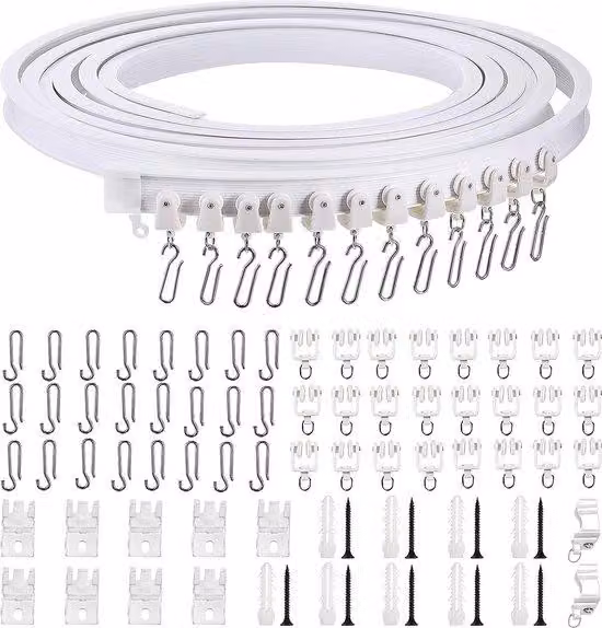 Binario flessibile e pieghevole per tende da soffitto con rotelle ammortizzate, ideale per divisori, tende per camper e tende da doccia