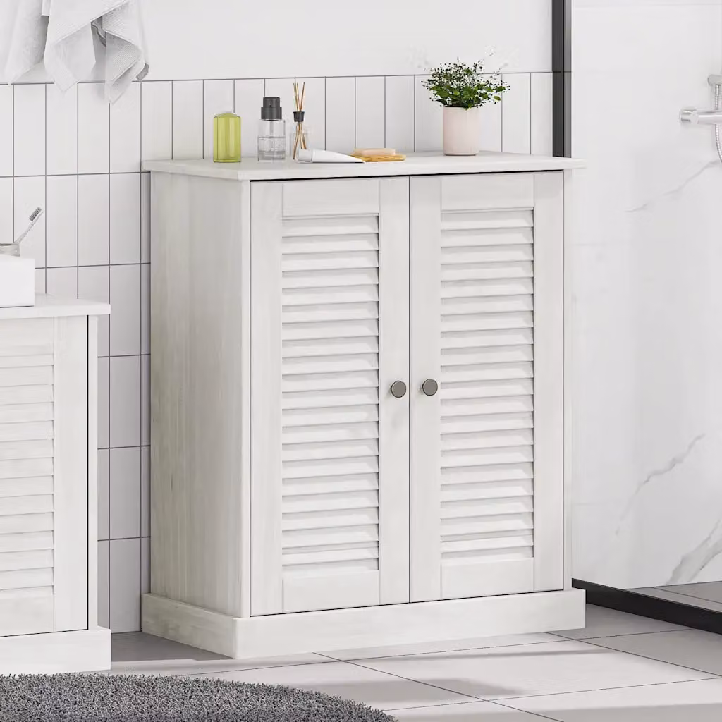 Mobile da bagno vidaXL VIGO in legno di pino bianco e marrone, L: 68 cm, P: 34 cm, H: 80 cm
