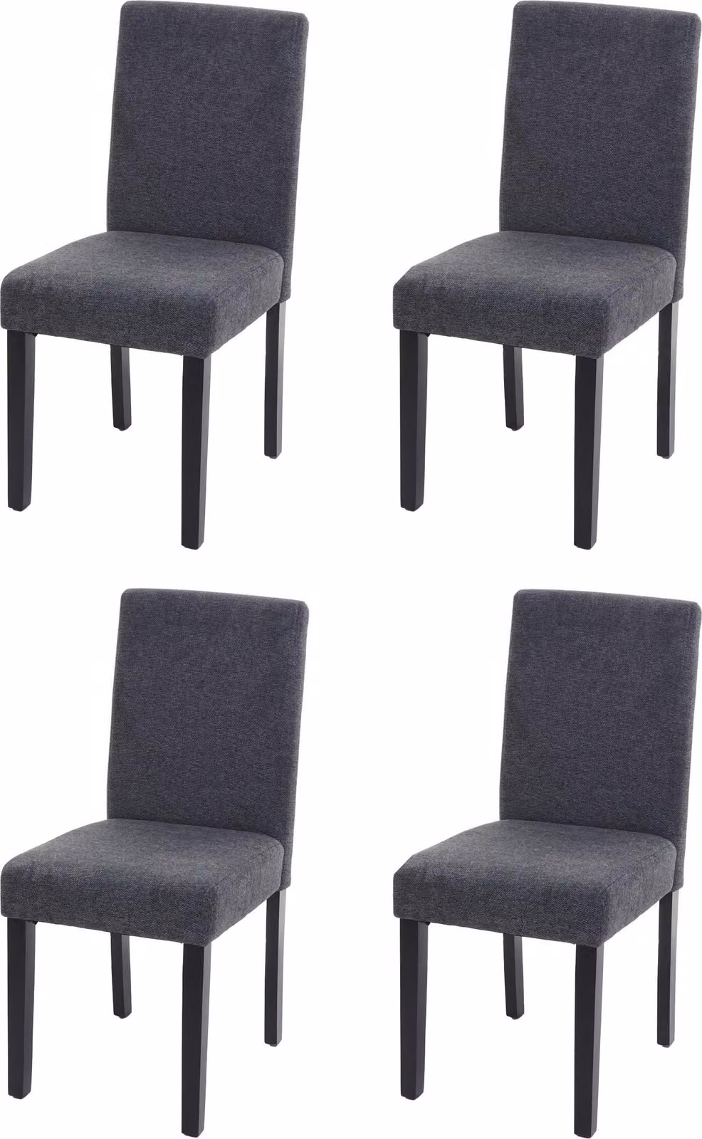 Set di 4 sedie da sala da pranzo Sedie da cucina classiche e intramontabili | A x L x P 90 x 43 x 56 cm | Altezza seduta 45 cm | Tessuto | Gambe scure | Grigio antracite