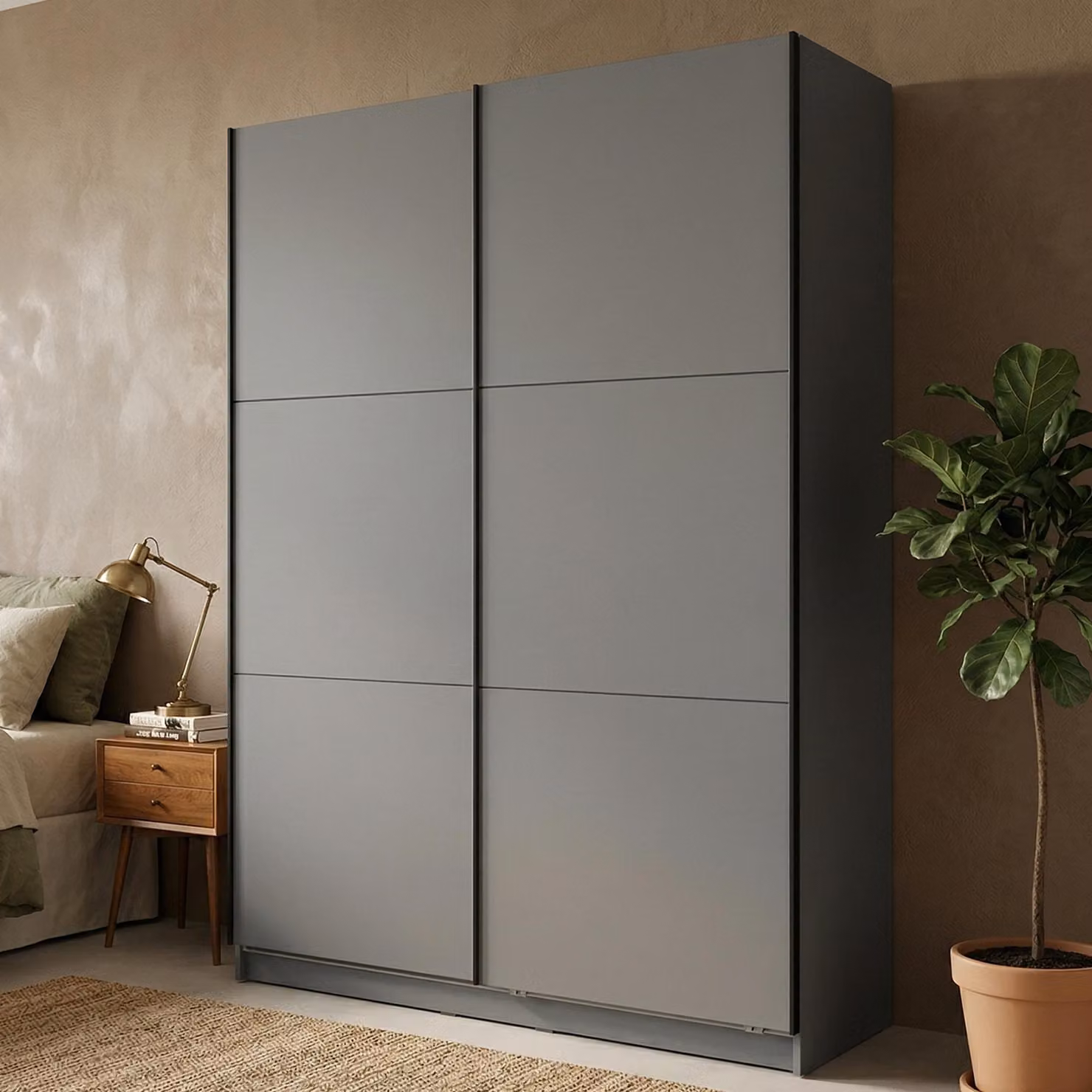 Dmora Guardaroba Grande Cerchio 179x210h cm Nero Antracite, 5 Ripiani Appendiabiti