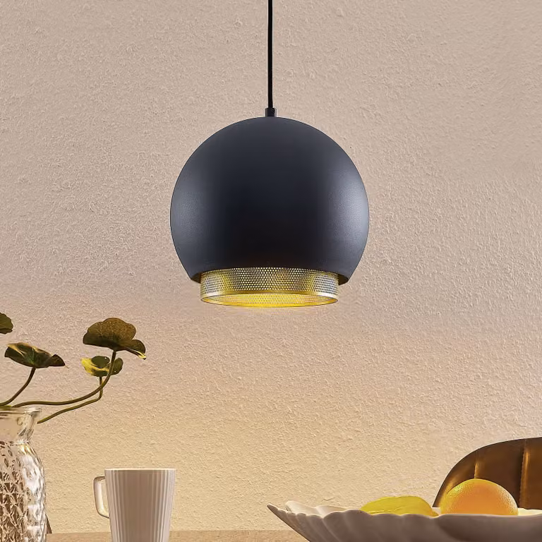 Lampada a sospensione Sivaniel Lucande, dimmerabile, Nero, Soggiorno / Sala da pranzo, Metallo, Design, Lampada a sospensione