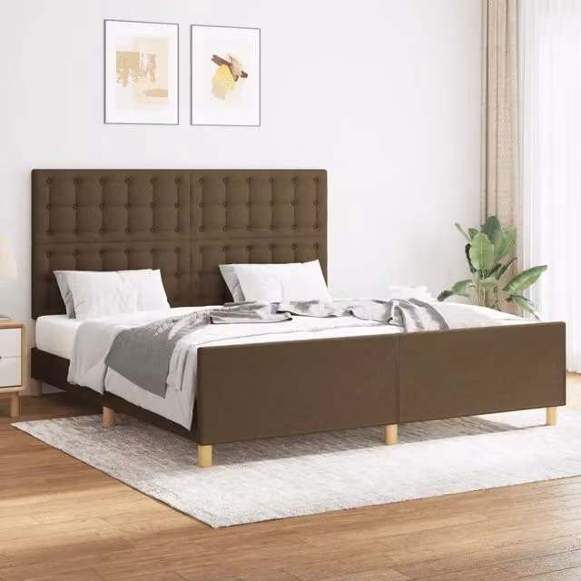 Giroletto senza materasso vidaXL in legno di larice e tessuto marrone L/P/H: 203 x 160 x 128 cm