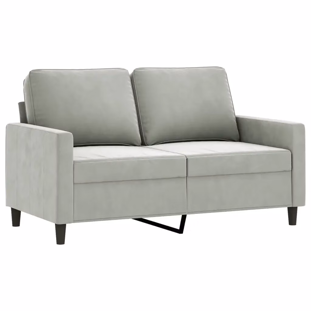 Divano a 2 posti moderno VIDAXL in velluto grigio con struttura in metallo L: 138 cm, P: 80 cm, H: 77 cm – 2