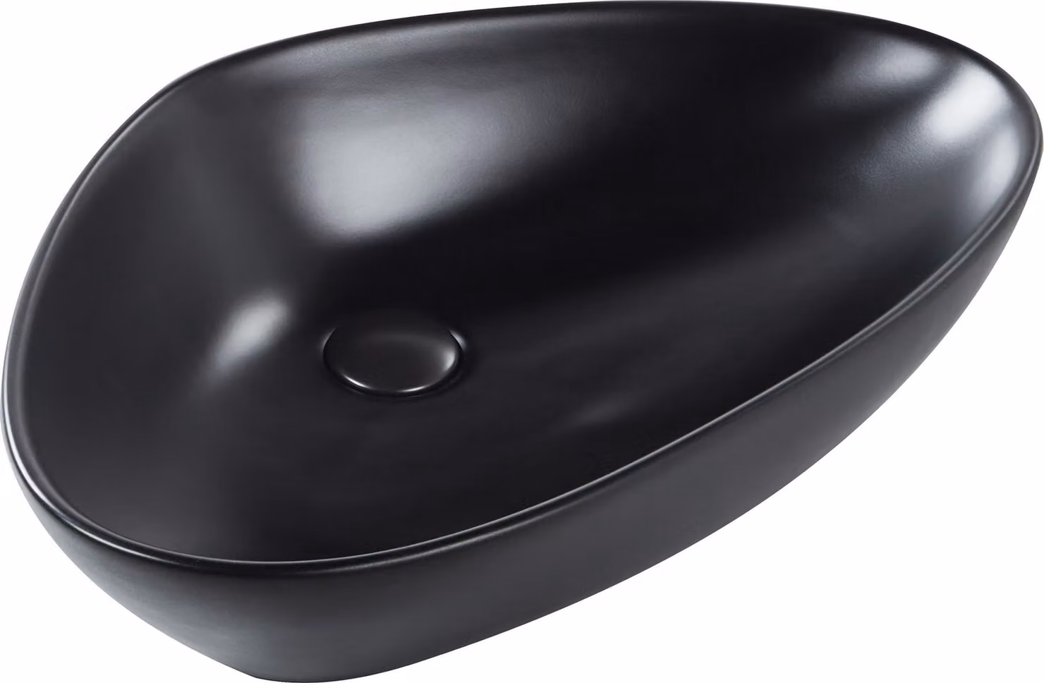 BELIANI Lavabo da appoggio in Vetroceramica nera 60 x 39 cm forma irregolare superficie lucida stile moderno bagno