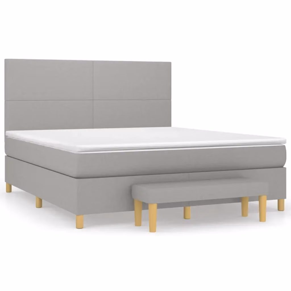 Letto Ibrido con Giroletto a Molle e Materasso vidaXL Grigio Chiaro e Bianco L/P/H: 160 x 200 x 128 cm – 2