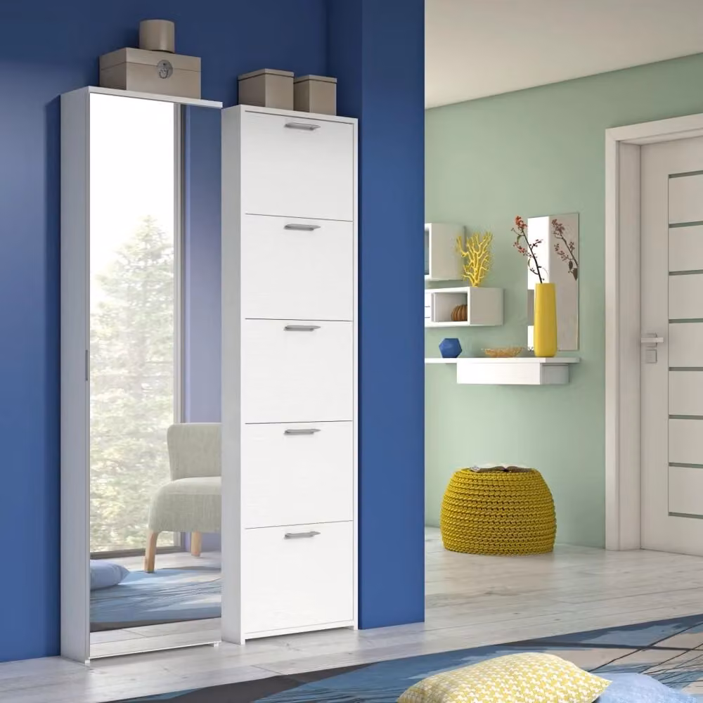 Scarpiera TERRANEO IPERBRIKO con 5 ante a ribalta bianco L 50 x H 178 x P 18 cm per 10 paia di scarpe – 2