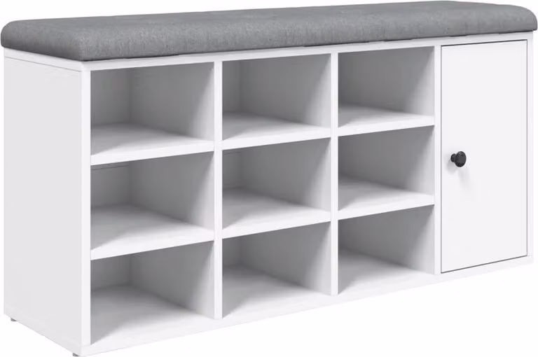 Panca Porta Scarpe Bianca 102x32x50 cm in Legno Multistrato