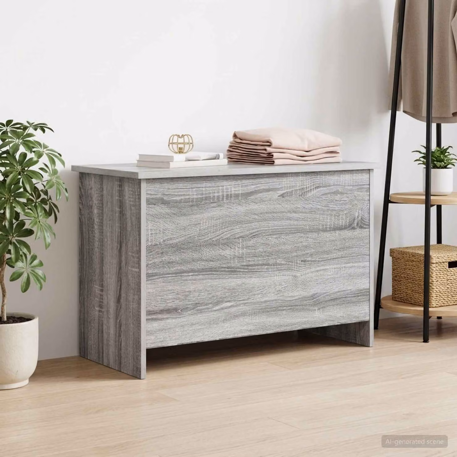 vidaXL Cassa di stoccaggio moderna in MDF grigio L: 80 cm, P: 40 cm, H: 50 cm