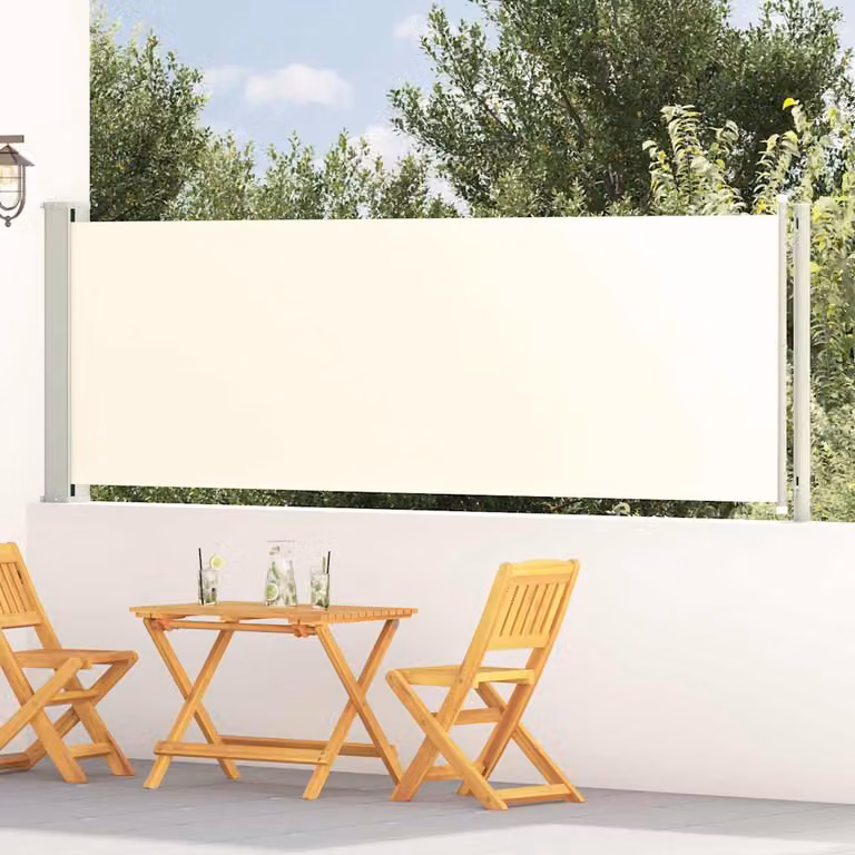 vidaXL Tenda Laterale Retrattile per Patio in Poliestere e Acciaio, Beige, L: 614 cm, H: 117 cm