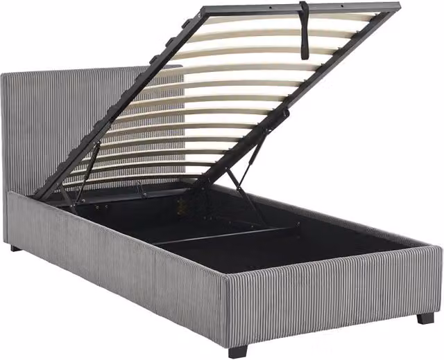 Letto con rete e testata pieghevoli 90x190cm, velluto a coste fini,