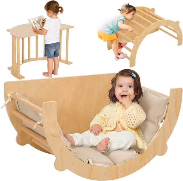 Set gioco multifunzione 3 in 1 XYLO in legno naturale marrone per bambini 18-48 mesi