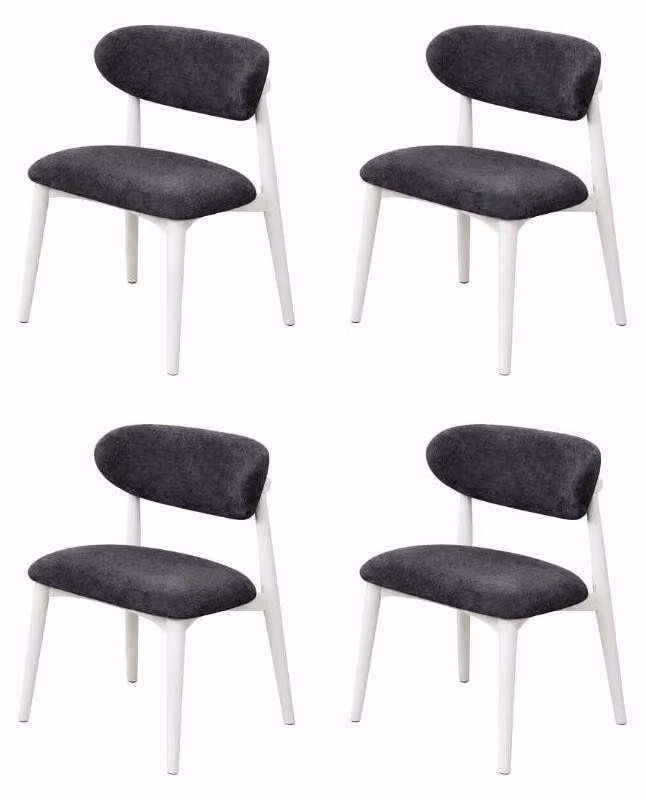 4 sedie, stile moderno, colore nero e bianco, nuove, imbottite, comode e versatili