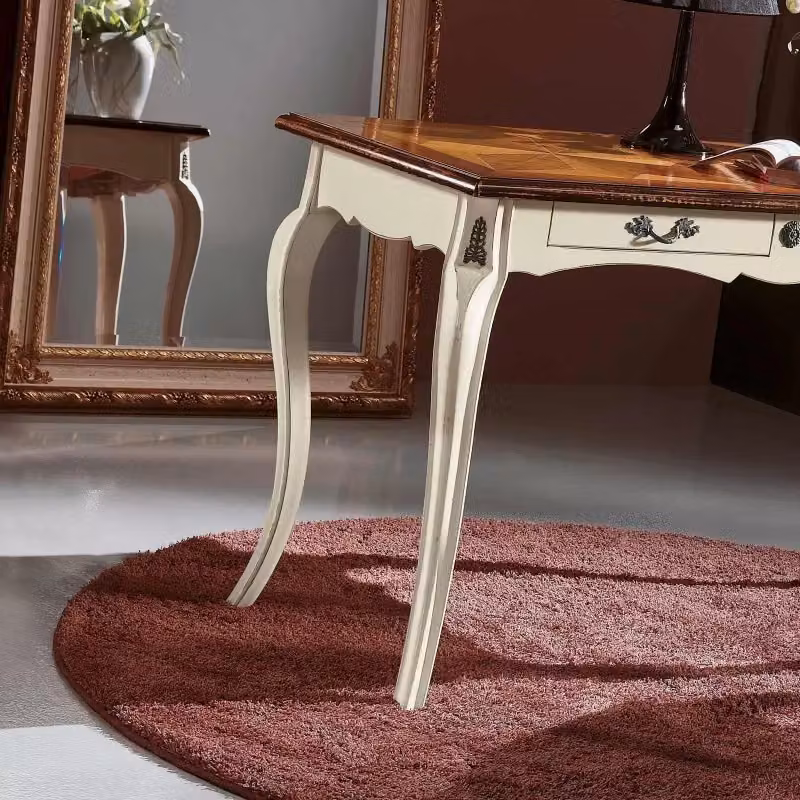 Scrivania Shabby Chic in Legno con 2 Cassetti Mobili 2G Bianco e Marrone L: 120 cm, P: 60 cm, H: 77 cm – 3