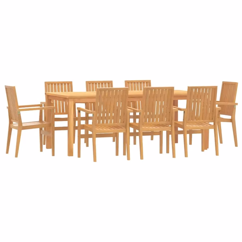 Set da pranzo per giardino vidaXL in legno di teak marrone, 9 pezzi – 2