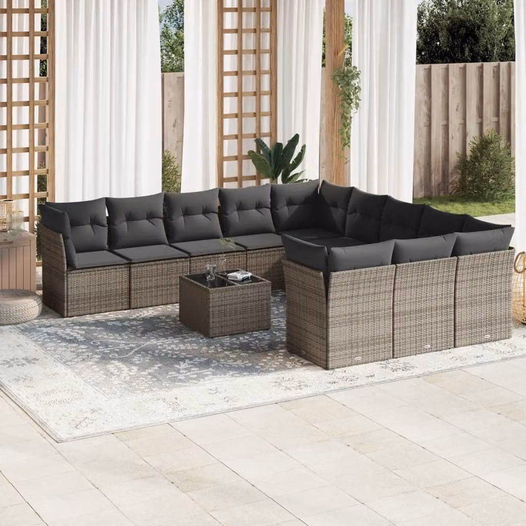 Maison Exclusive - Set Divani da Giardino 12 pz con Cuscini Grigio in Polyrattan