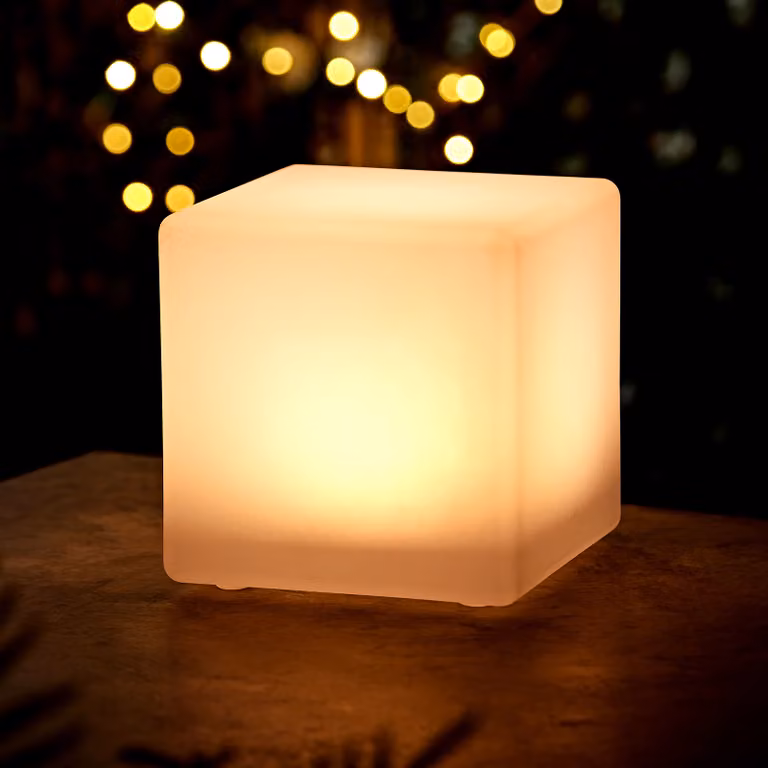 Cubo luminoso solare a LED - circa 30 x 30 cm - lampada da giardino con sensore crepuscolare