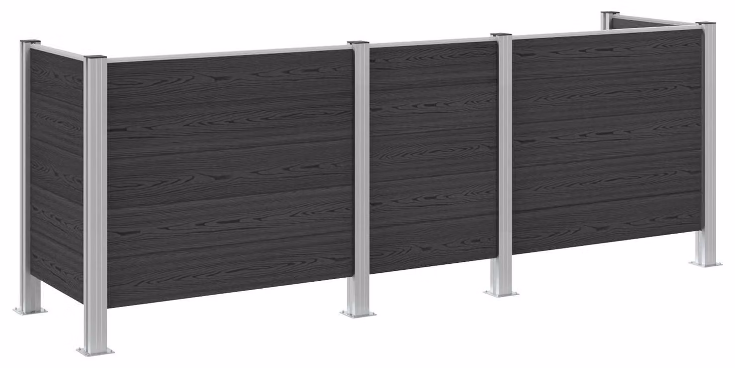 Recinzione Contenitore per Rifiuti Grigio 315 x 85 x 115 cm