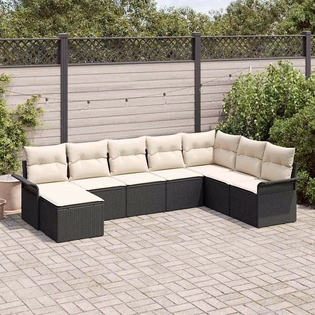 Maison Exclusive - Set Divano da Giardino con cuscino 8 pcs Nero Poly Rattan