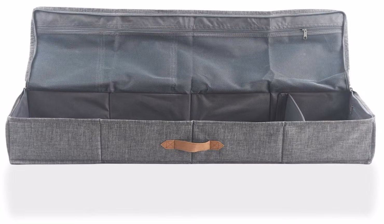 hausleben - Contenitore di grandi dimensioni da riporre sotto il letto - Realizzato in misto lino e cotone - Borsa pieghevole per riporre vestiti, coperte, biancheria da letto - Con maniglie, rinforzata con cartone - 90x45x18 cm (Grigio)