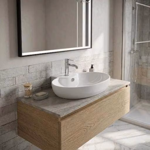 Lavabo da appoggio in ceramica Taco LA39 Bianco L: 60.5 cm, P: 45.5 cm, H: 18 cm