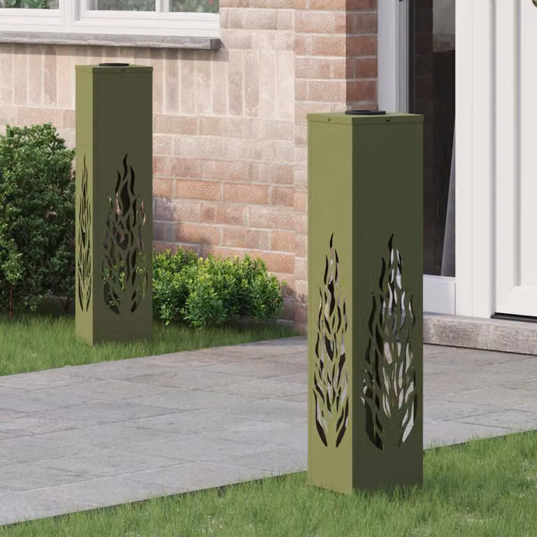 Set di 2 faretti LED solari vidaXL per sentieri e giardino, luce bianco caldo, L/P/H: 18 x 18 x 80 cm