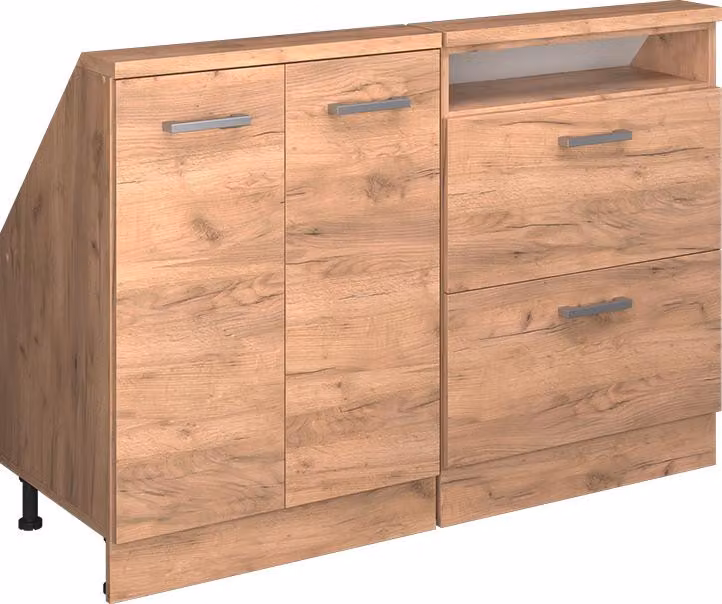 Mobile cucina sottotetto Vicco R-Line Rovere dorato 120 cm Set di 2, Model 58110