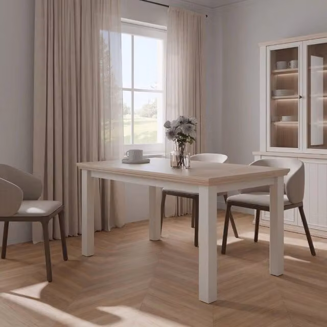 Tavolo Allungabile Essenza Rovere e bianco 150/200 cm – Stile Classico Moderno
