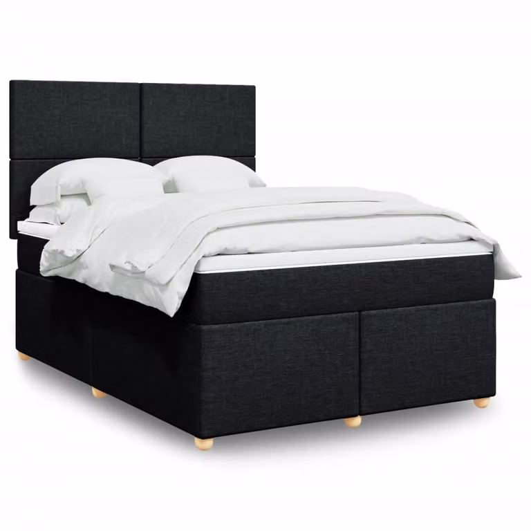 vidaXL Giroletto a Molle con Materasso Nero in Tessuto L/P/H: 160 x 200 cm